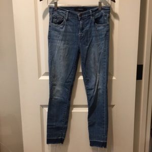 J Brand distressed mid rise Capri denim  jeans undone hem women’s size 26